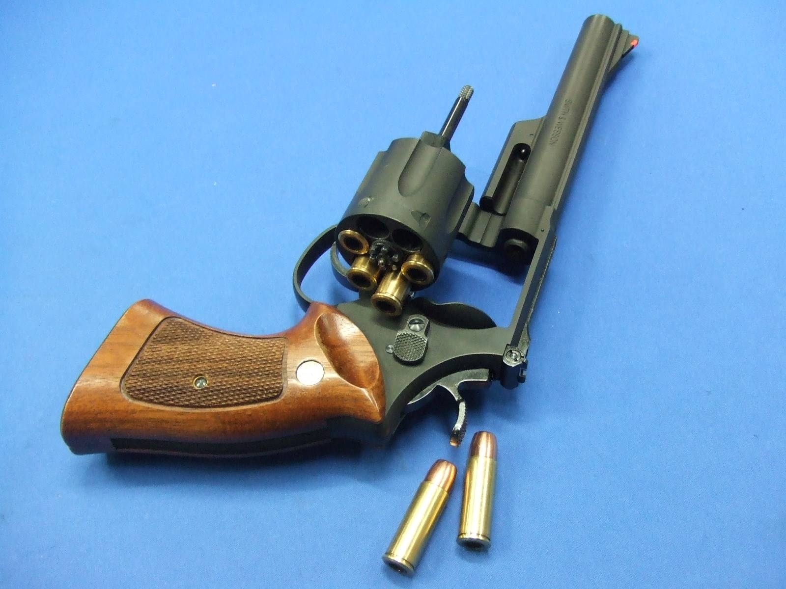 S&W M29 6.5インチ HW ハーフチェッカー木製グリップ仕様　6ｍｍBB・リアルXカートリッジ　 | 　マルシン